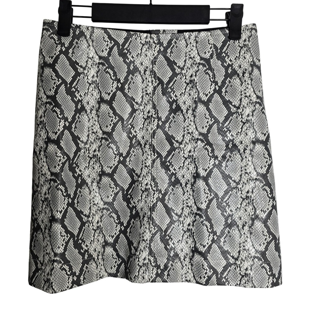 MONKL Snake Print Faux Leather‎ Mini Skirt Black White Size 34